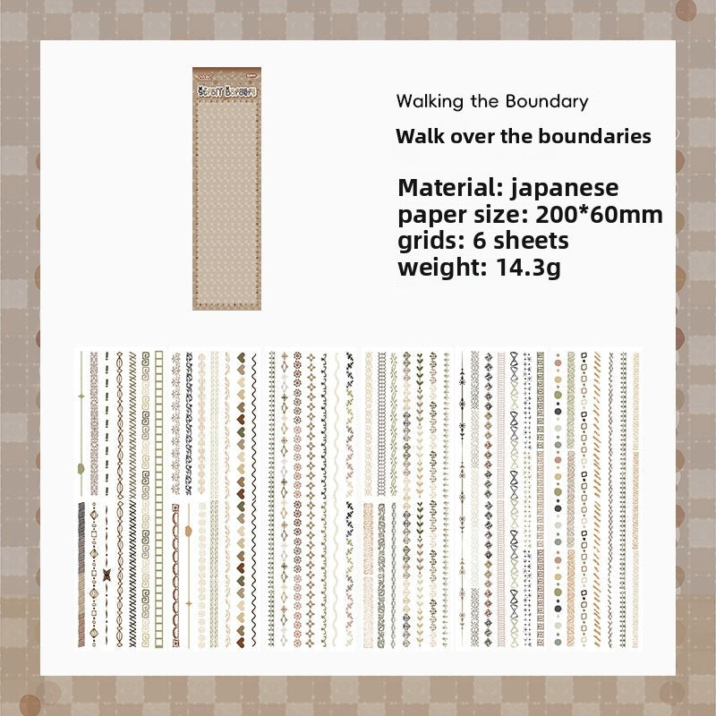 CAWPURI Boundary Guard Strip Stickers – 6Pcs Washi Paper Cut Film for Handbooks