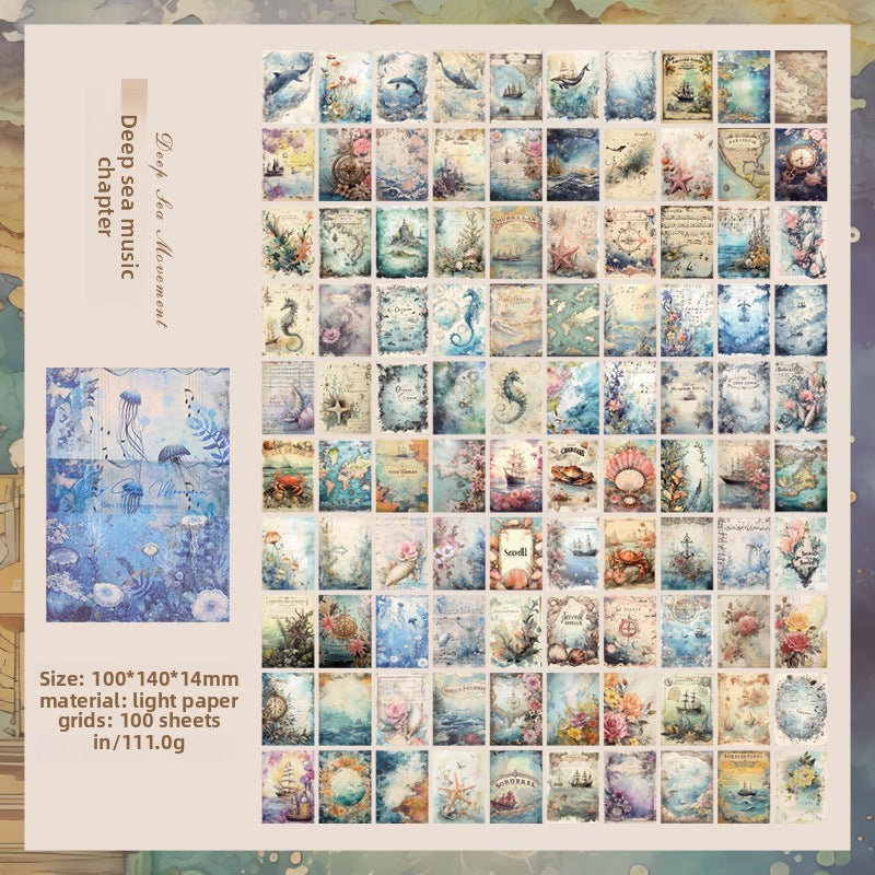 CAWPURI 100PCS Retro Wuxia Handbook Material Paper – Lightweight Collage Sheets