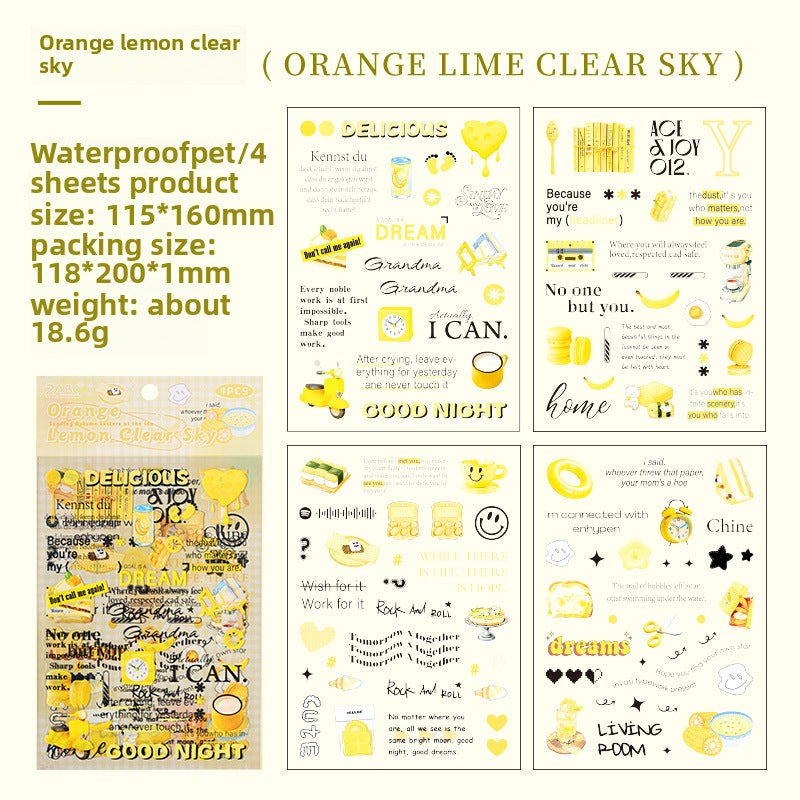 CAWPURI Autumn Letters Cut Film Stickers – 4Pcs Waterproof PET for Handbooks