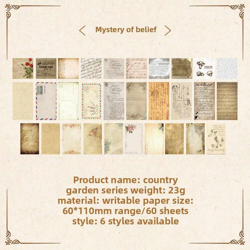 CAWPURI Country Garden Handbook Stickers – 60 Sheets, 6 Retro Styles