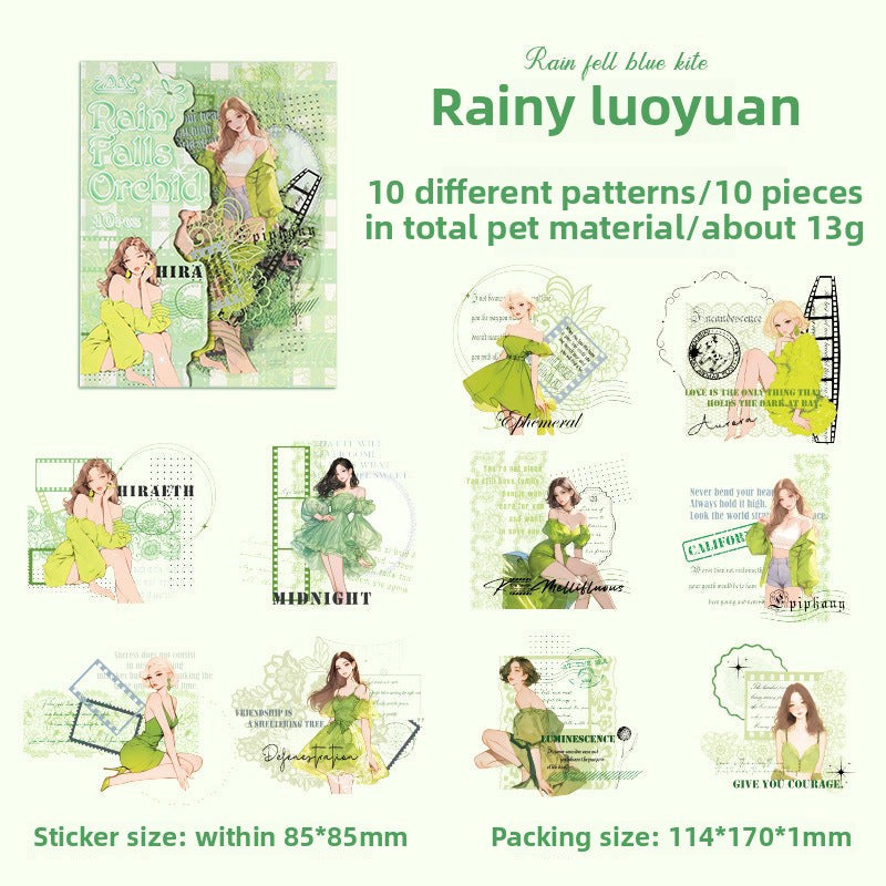 CAWPURI Early Morning Twilight Stickers – 10PCS Retro PET for Handbooks