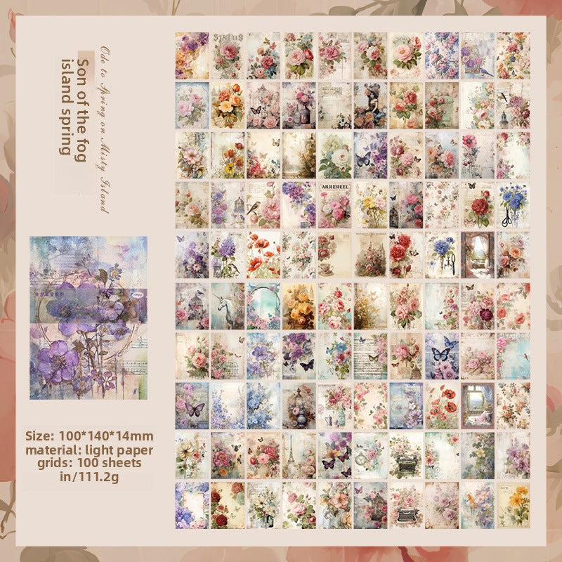 CAWPURI 100PCS Retro Wuxia Handbook Material Paper – Lightweight Collage Sheets
