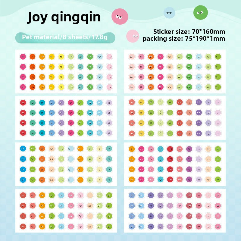 CAWPURI Emoji Symphony Stickers – 8PCS Waterproof PET for Handbooks & DIY