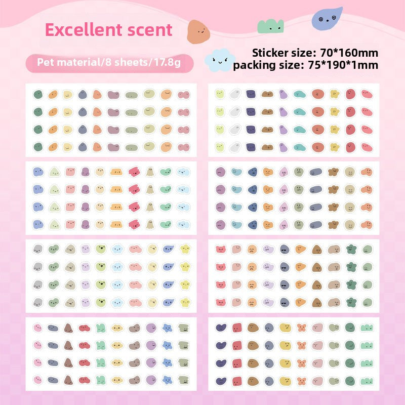 CAWPURI Emoji Symphony Stickers – 8PCS Waterproof PET for Handbooks & DIY