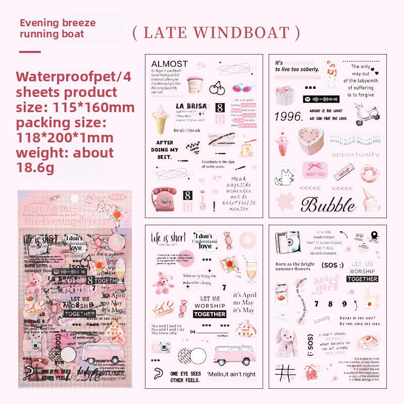 CAWPURI Autumn Letters Cut Film Stickers – 4Pcs Waterproof PET for Handbooks