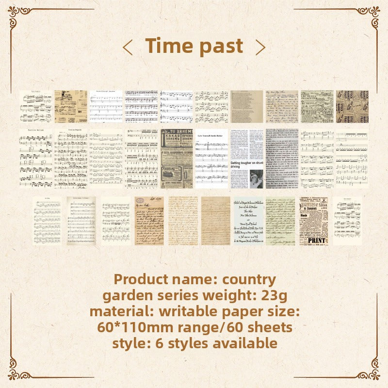 CAWPURI Country Garden Handbook Stickers – 60 Sheets, 6 Retro Styles
