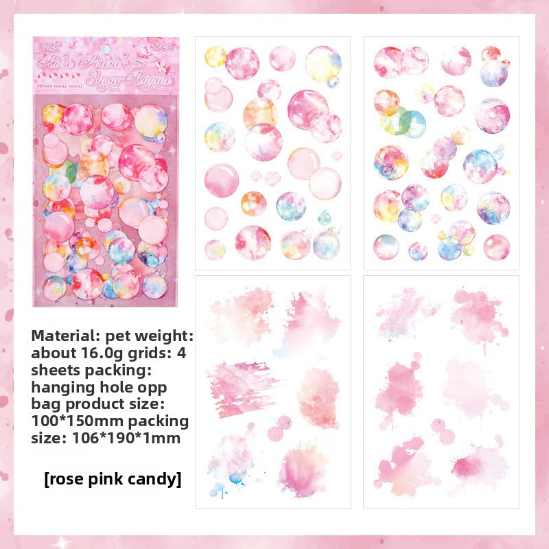 CAWPURI Glazed Sugar Heart Stickers – 4PCS Waterproof PET for Handbooks & DIY