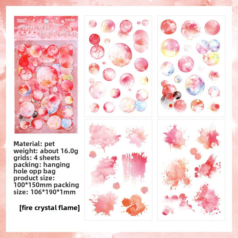 CAWPURI Glazed Sugar Heart Stickers – 4PCS Waterproof PET for Handbooks & DIY