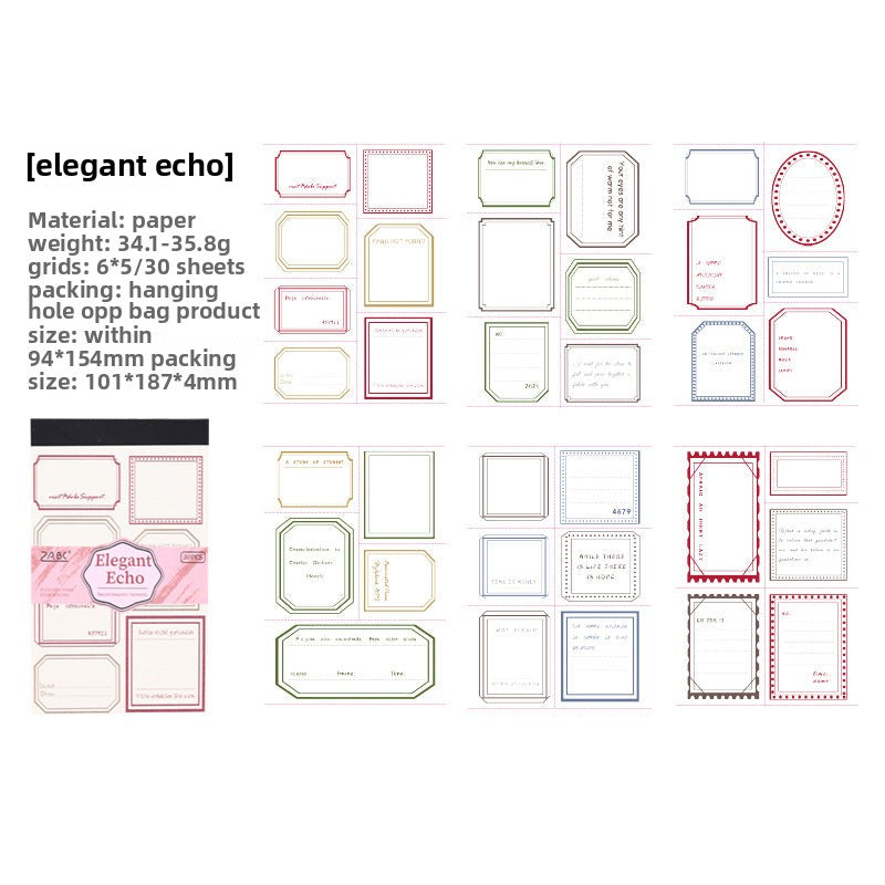 CAWPURI Ancient Rhyme Retro Notepad – 30 Sheets, 6 Styles for Handbooks