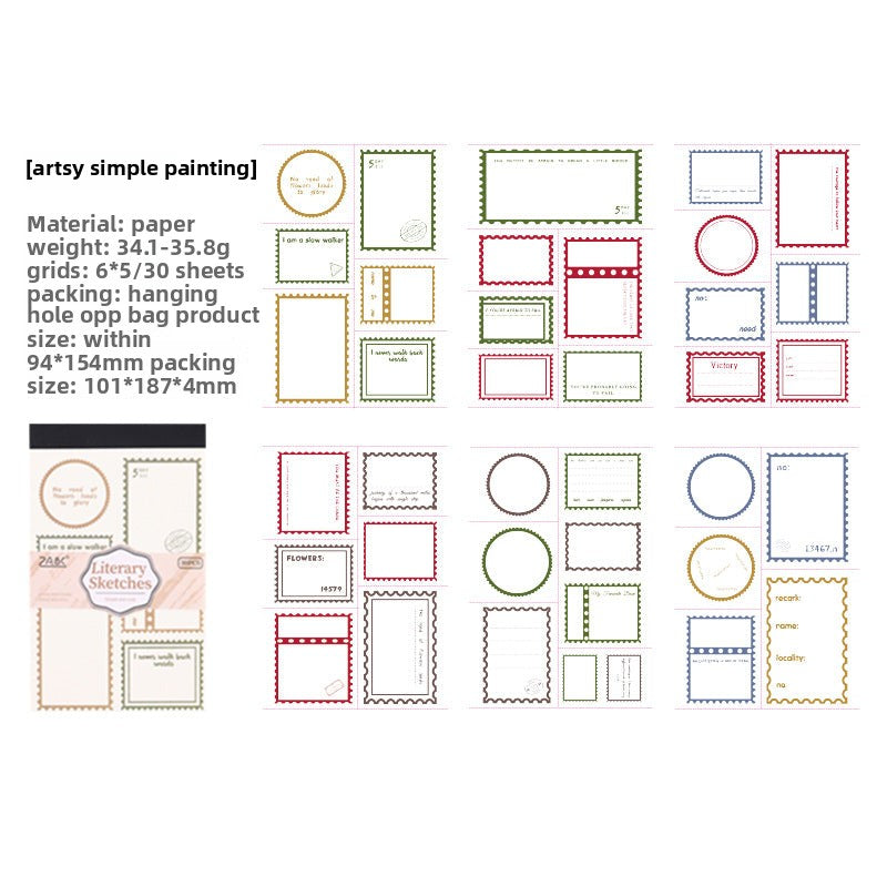 CAWPURI Ancient Rhyme Retro Notepad – 30 Sheets, 6 Styles for Handbooks