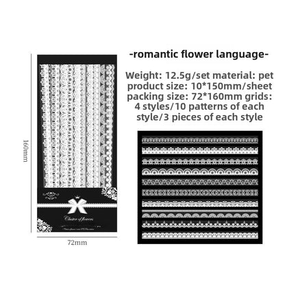 CAWPURI 30PCS Cluster Flower Lace Stickers – PET Decor for Handbooks
