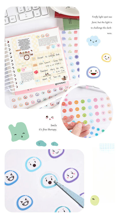 CAWPURI Emoji Symphony Stickers – 8PCS Waterproof PET for Handbooks & DIY