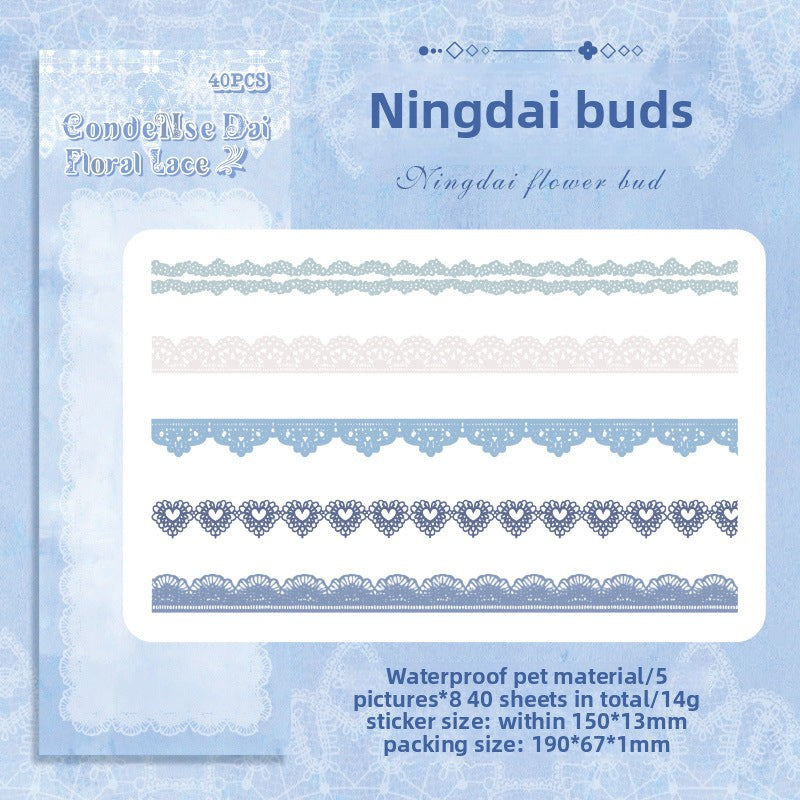 CAWPURI 30PCS Cluster Flower Lace Stickers – PET Decor for Handbooks
