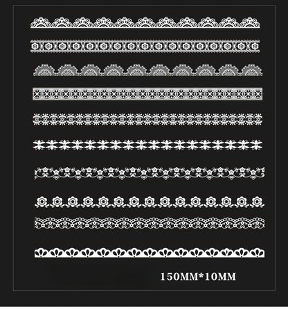 CAWPURI 30PCS Cluster Flower Lace Stickers – PET Decor for Handbooks
