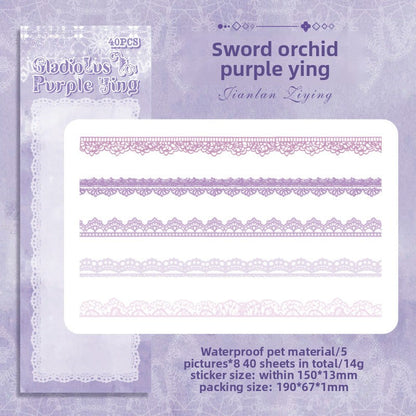 CAWPURI Flower Bud Dream Yarn Stickers – 40PCS Retro Lace PET Stickers for Handbooks