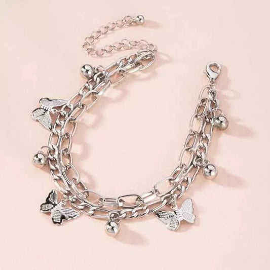 Butterfly Bracelet Woman Layered Girl Bracelets Tassel Fashion Clavicle Chain Lady Party European Zinc Alloy Collares