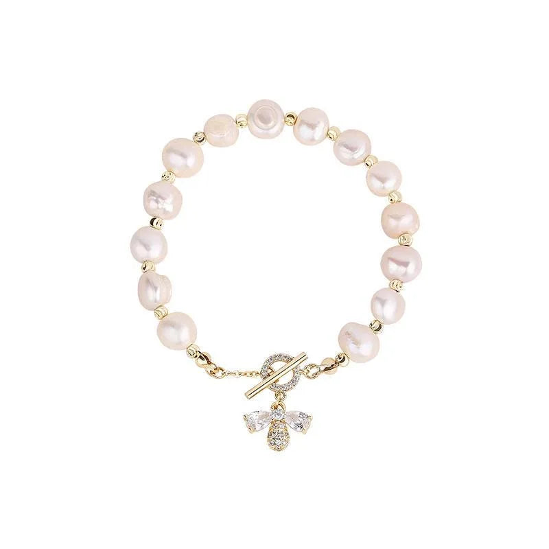 Elegant Baroque Pearl String Bracelet