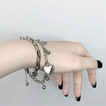 Chain Link Heart Bracelets & Bangles Simple Bracelet Stainless Steel Jewelry For Women Drop Shipping