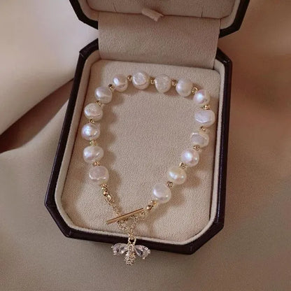 Fashion Jewelry Imitation Pearl Luxury Bee Zircon Adjustable Female Prom Party Bracelet