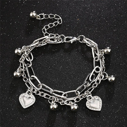 Chain Link Heart Bracelets & Bangles Simple Bracelet Stainless Steel Jewelry For Women Drop Shipping