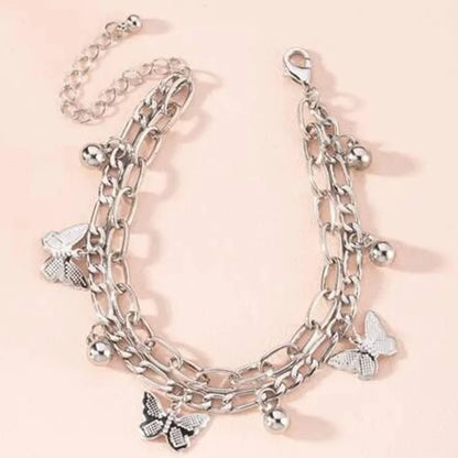 Butterfly Bracelet Woman Layered Girl Bracelets Tassel Fashion Clavicle Chain Lady Party European Zinc Alloy Collares