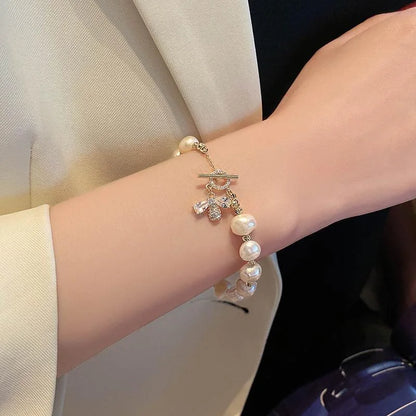 Elegant Baroque Pearl String Bracelet