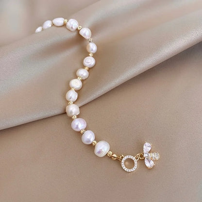 Elegant Baroque Pearl String Bracelet