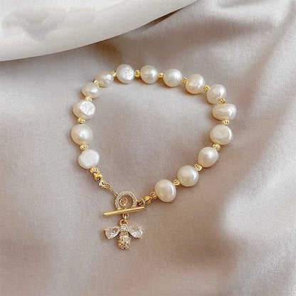 Elegant Baroque Pearl String Bracelet