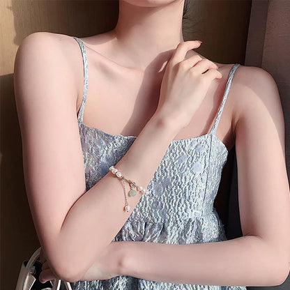 Classic Fashion Imitation Pearl Pendant Bracelet for Woman Exquisite New Lucky Cuff Bracelet Anniversary Gift Luxury Jewelry