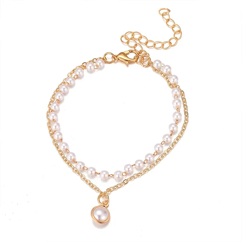 Retro Simple Multi-layer Love Pearls Bracelets Charm Bangles Female Ins Wind Beaded Bracelets Female Fashiong Jewelry Wholesale