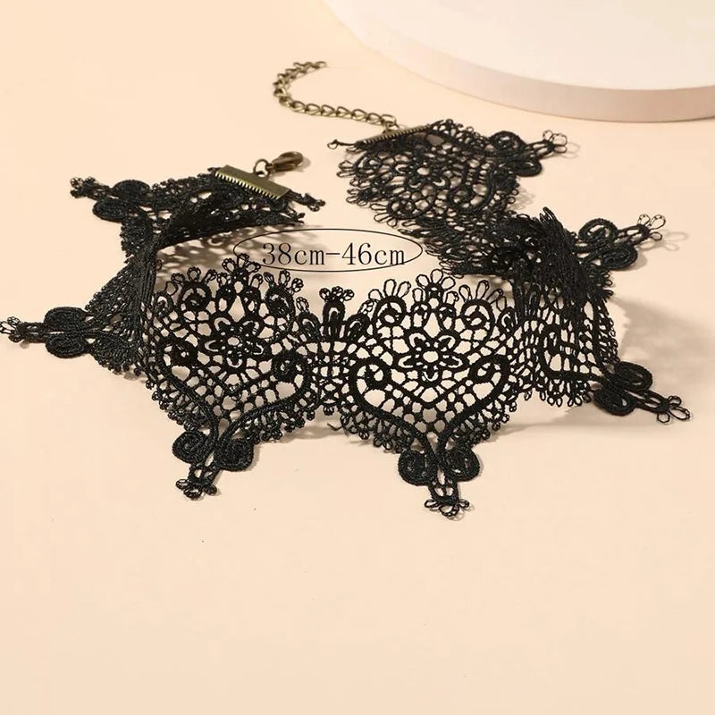 Classic Gothic Tattoo Lace Choker Necklace For Women Big Flower Chain Charm Necklaces Boho Jewelry Christmas Gift