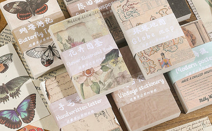 CAWPURI Past Notes Series Hand Account Material Paper Cute Retro Non-sticky Stickers 60 Material Books Wholesale