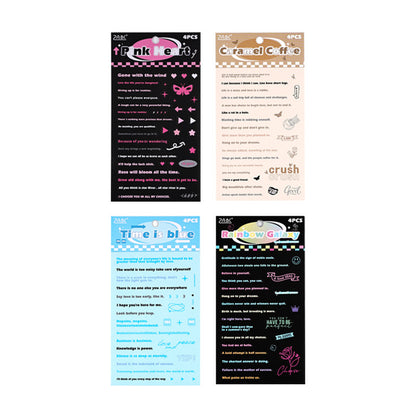 CAWPURI Retro Handwriting Heart Stickers – Long English Creative Stickers for Handbooks