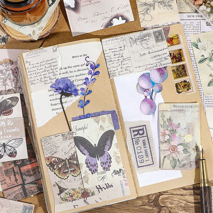CAWPURI Past Notes Series Hand Account Material Paper Cute Retro Non-sticky Stickers 60 Material Books Wholesale