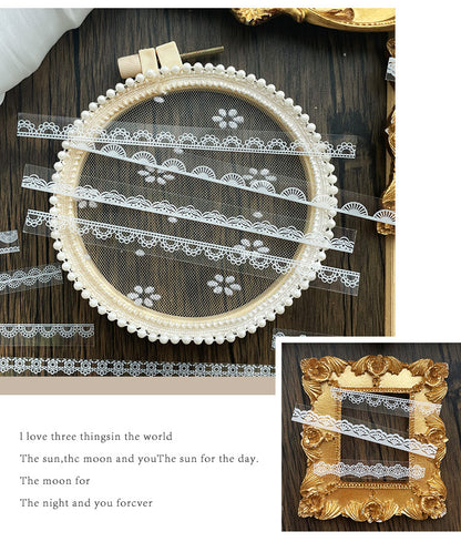 CAWPURI 30PCS Cluster Flower Lace Stickers – PET Decor for Handbooks