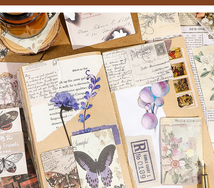 CAWPURI Past Notes Series Hand Account Material Paper Cute Retro Non-sticky Stickers 60 Material Books Wholesale