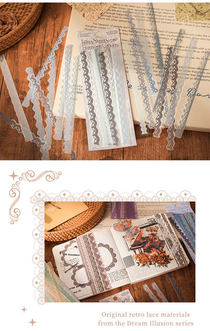 CAWPURI Flower Bud Dream Yarn Stickers – 40PCS Retro Lace PET Stickers for Handbooks