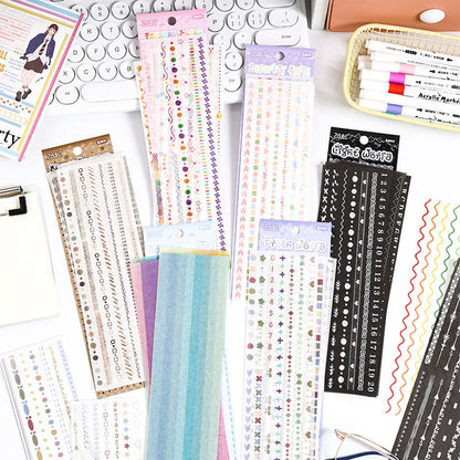 CAWPURI Boundary Guard Strip Stickers – 6Pcs Washi Paper Cut Film for Handbooks