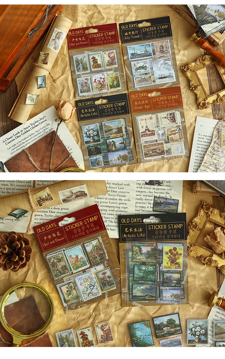 CAWPURI merchandise human messenger hand account sticker cute retro children's hand account sticker whole package set material wholesale