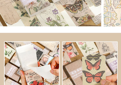 CAWPURI Past Notes Series Hand Account Material Paper Cute Retro Non-sticky Stickers 60 Material Books Wholesale