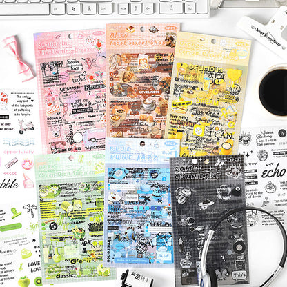 CAWPURI Autumn Letters Cut Film Stickers – 4Pcs Waterproof PET for Handbooks