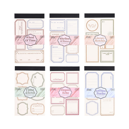 CAWPURI Ancient Rhyme Retro Notepad – 30 Sheets, 6 Styles for Handbooks