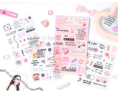 CAWPURI Autumn Letters Cut Film Stickers – 4Pcs Waterproof PET for Handbooks
