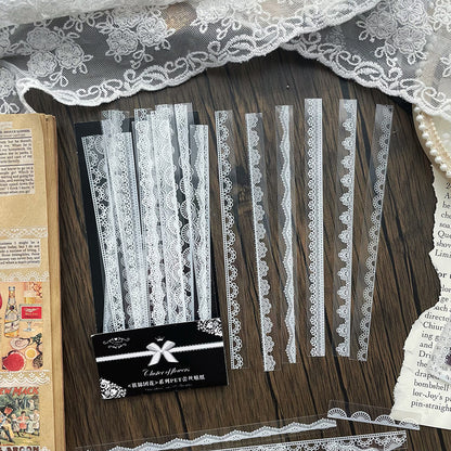CAWPURI 30PCS Cluster Flower Lace Stickers – PET Decor for Handbooks