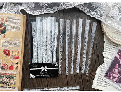 CAWPURI 30PCS Cluster Flower Lace Stickers – PET Decor for Handbooks