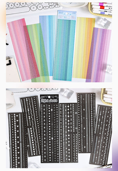 CAWPURI Boundary Guard Strip Stickers – 6Pcs Washi Paper Cut Film for Handbooks