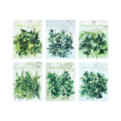 CAWPURI Forest Leaf Shadow Stickers – 20PCS Waterproof PET for Handbooks & Crafts