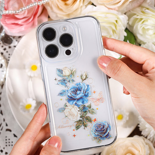 CAWPURI Rose Flower Bronzing Stickers – 4Pcs Waterproof PET Hand Account Stickers