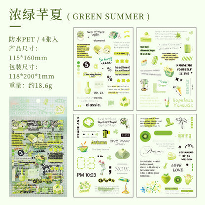 CAWPURI Autumn Letters Cut Film Stickers – 4Pcs Waterproof PET for Handbooks