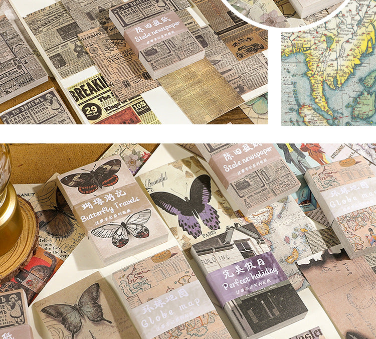 CAWPURI Past Notes Series Hand Account Material Paper Cute Retro Non-sticky Stickers 60 Material Books Wholesale